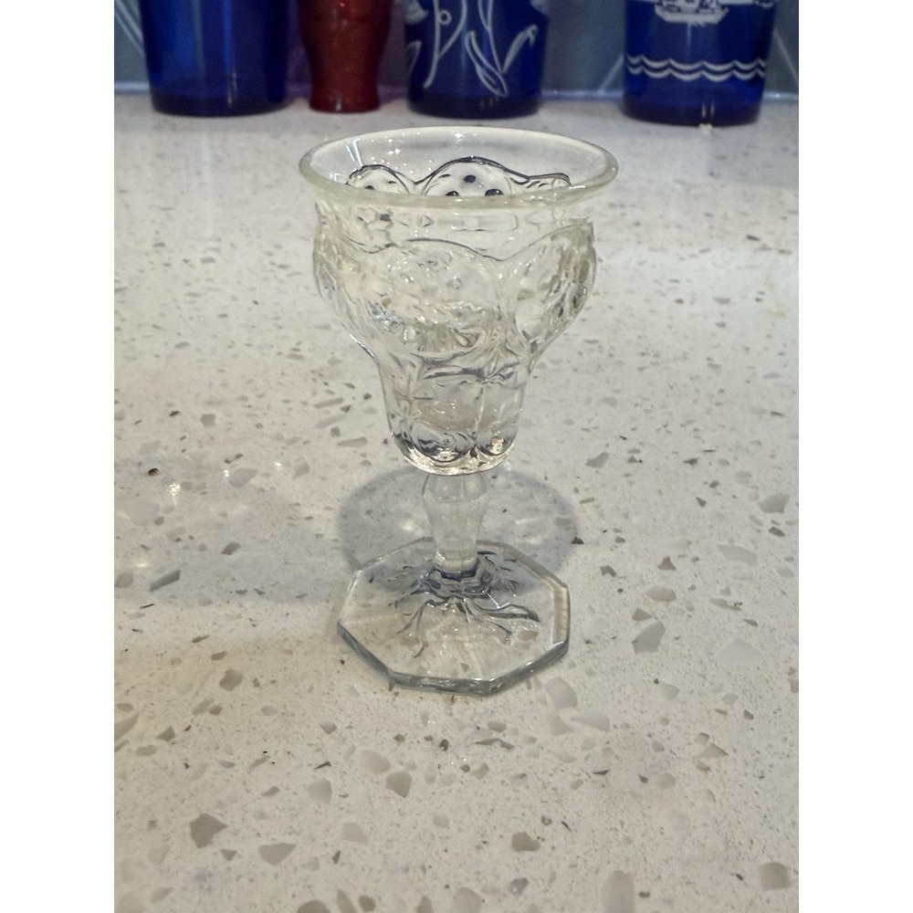 McKee Rock Crystal Clear Tiny 2 7/8" Wine Cordial Stem EAPG Depression Glass
